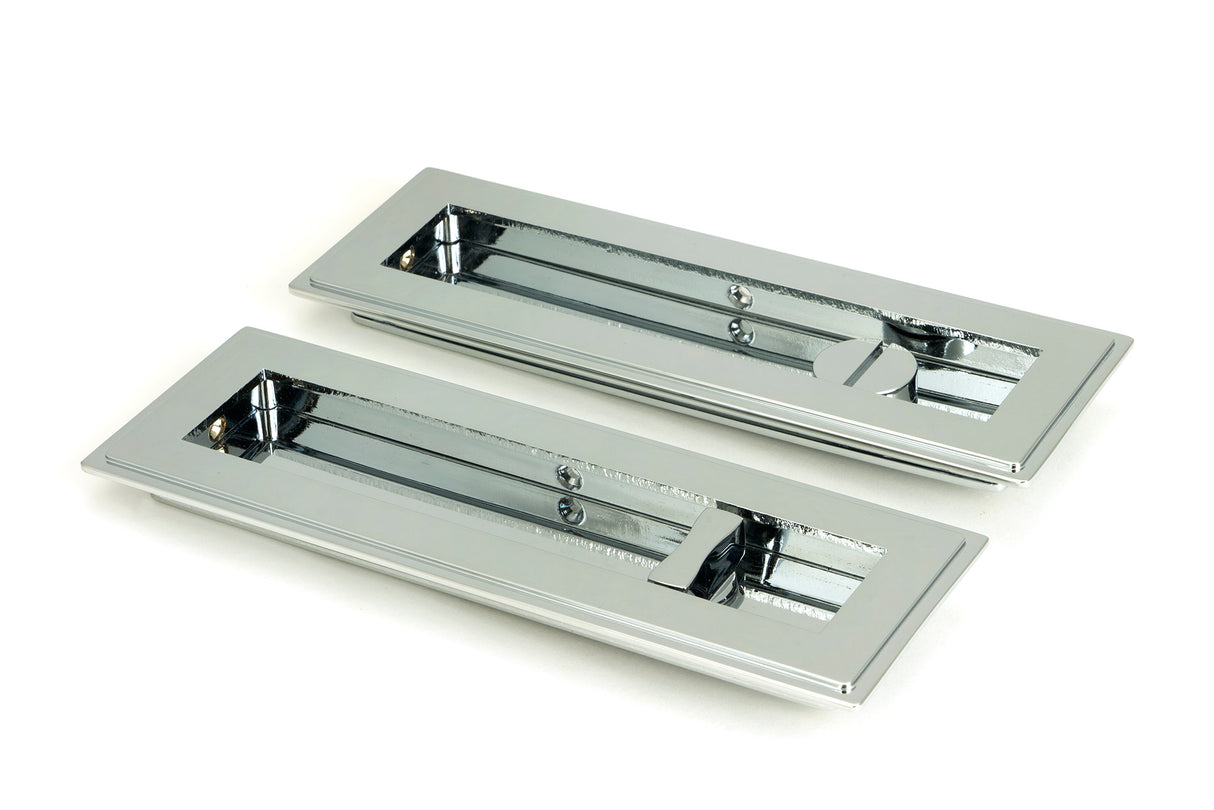 From The Anvil - Polished Chrome 175mm Art Deco Rectangular Pull -Privacy Set | Sku. 47179 | Trade Door Handles.