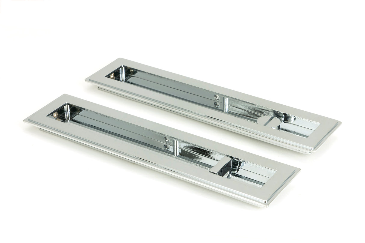 From The Anvil - Polished Chrome 250mm Art Deco Rectangular Pull -Privacy Set | Sku. 47180 | Trade Door Handles.