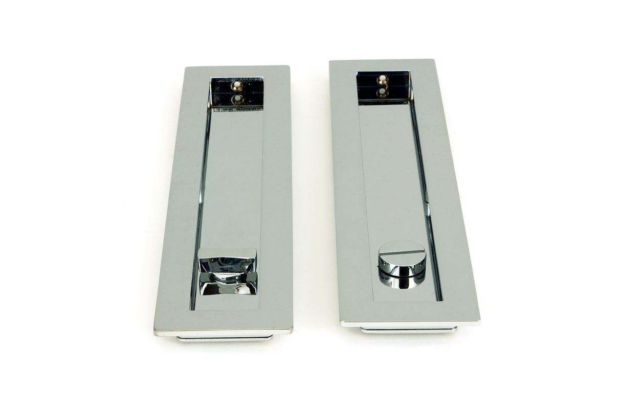 From The Anvil - Polished Chrome 250mm Plain Rectangular Pull - Privacy Set | Sku. 47182 | Trade Door Handles.