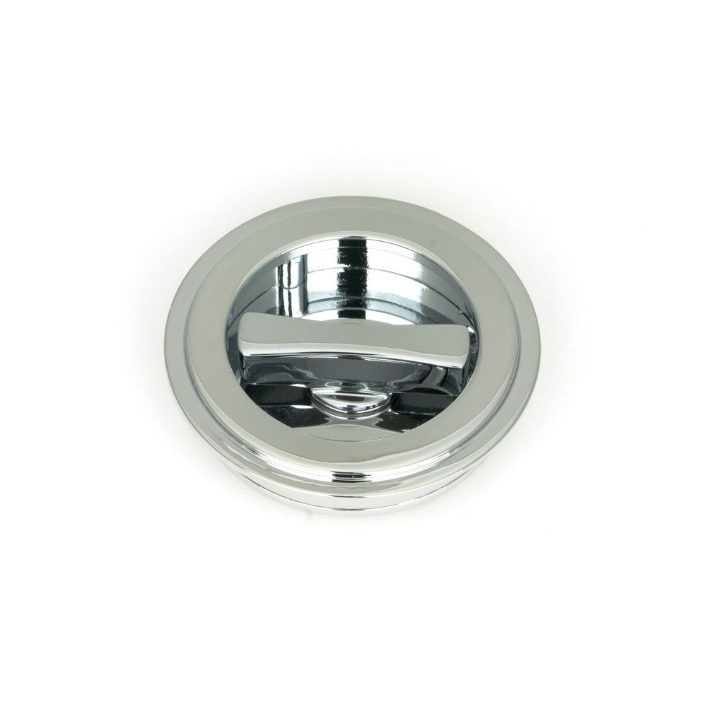 From The Anvil - Polished Chrome 60mm Art Deco Round Pull - Privacy Set | Sku. 47187 | Trade Door Handles.