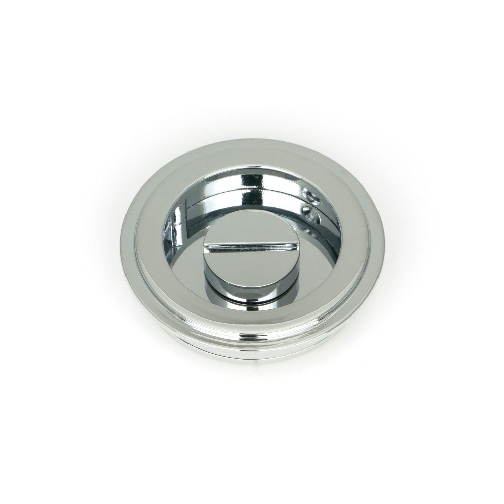 From The Anvil - Polished Chrome 60mm Art Deco Round Pull - Privacy Set | Sku. 47187 | Trade Door Handles.