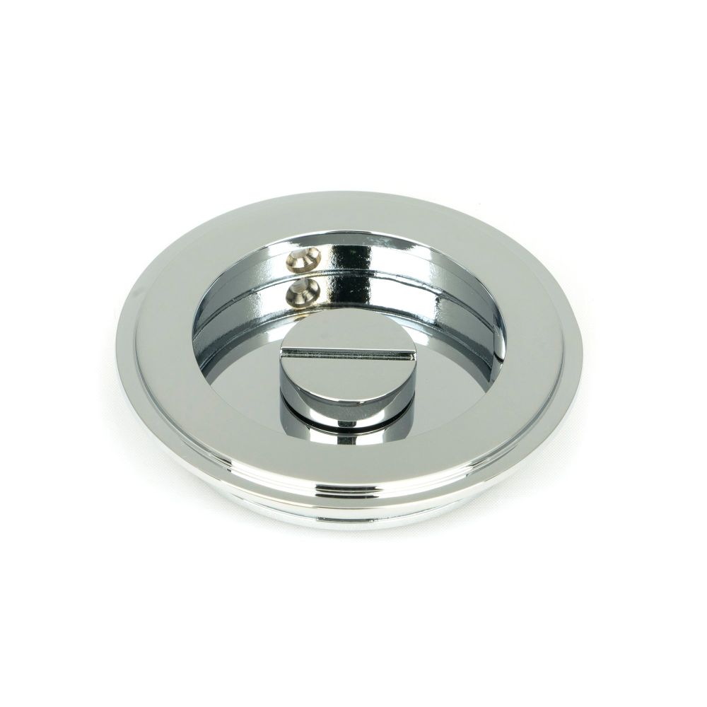 From The Anvil - Polished Chrome 75mm Art Deco Round Pull - Privacy Set | Sku. 47188 | Trade Door Handles.