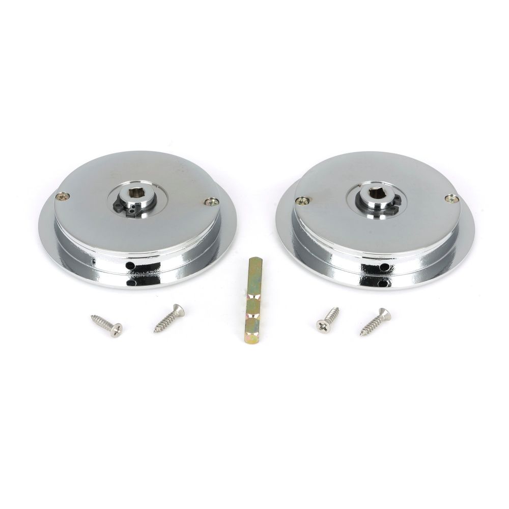 From The Anvil - Polished Chrome 75mm Art Deco Round Pull - Privacy Set | Sku. 47188 | Trade Door Handles.