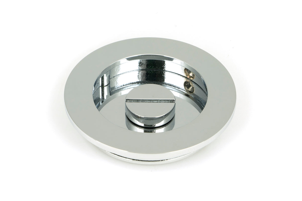 From The Anvil - Polished Chrome 75mm Plain Round Pull - Privacy Set | Sku. 47190 | Trade Door Handles.