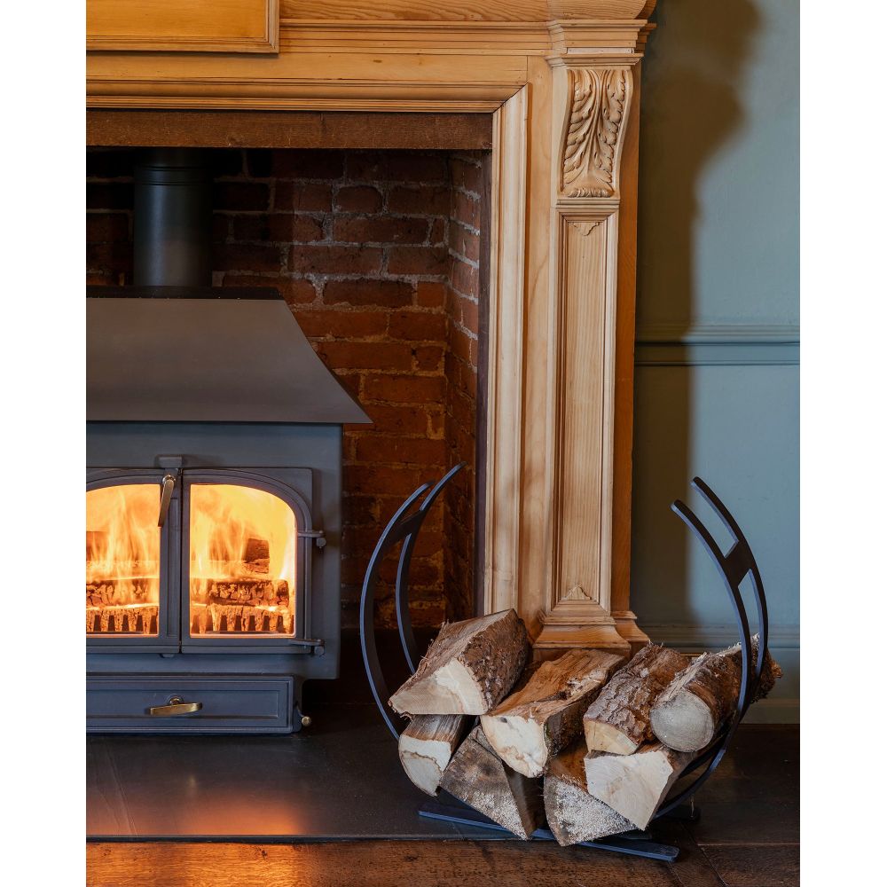 From The Anvil - Matt Black Curved Log Holder - Large | Sku. 47211 | Trade Door Handles.