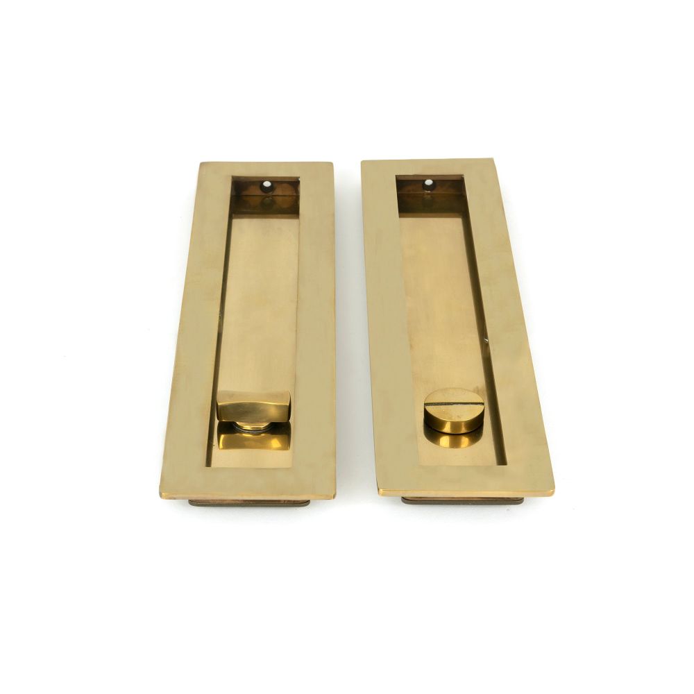 From The Anvil - Aged Brass 250mm Plain Rectangular Pull - Privacy Set | Sku. 48315 | Trade Door Handles.