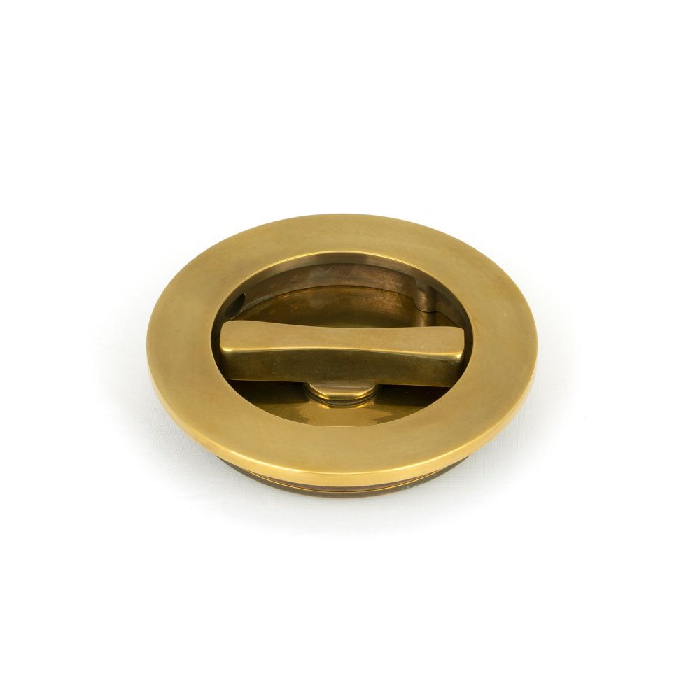 From The Anvil - Aged Brass 75mm Plain Round Pull - Privacy Set | Sku. 48331 | Trade Door Handles.