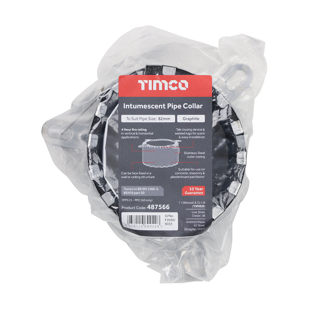This is an image of Timco - Intumescent Pipe Collar Pipe Size 82mm - (1 Each Bag) 487566