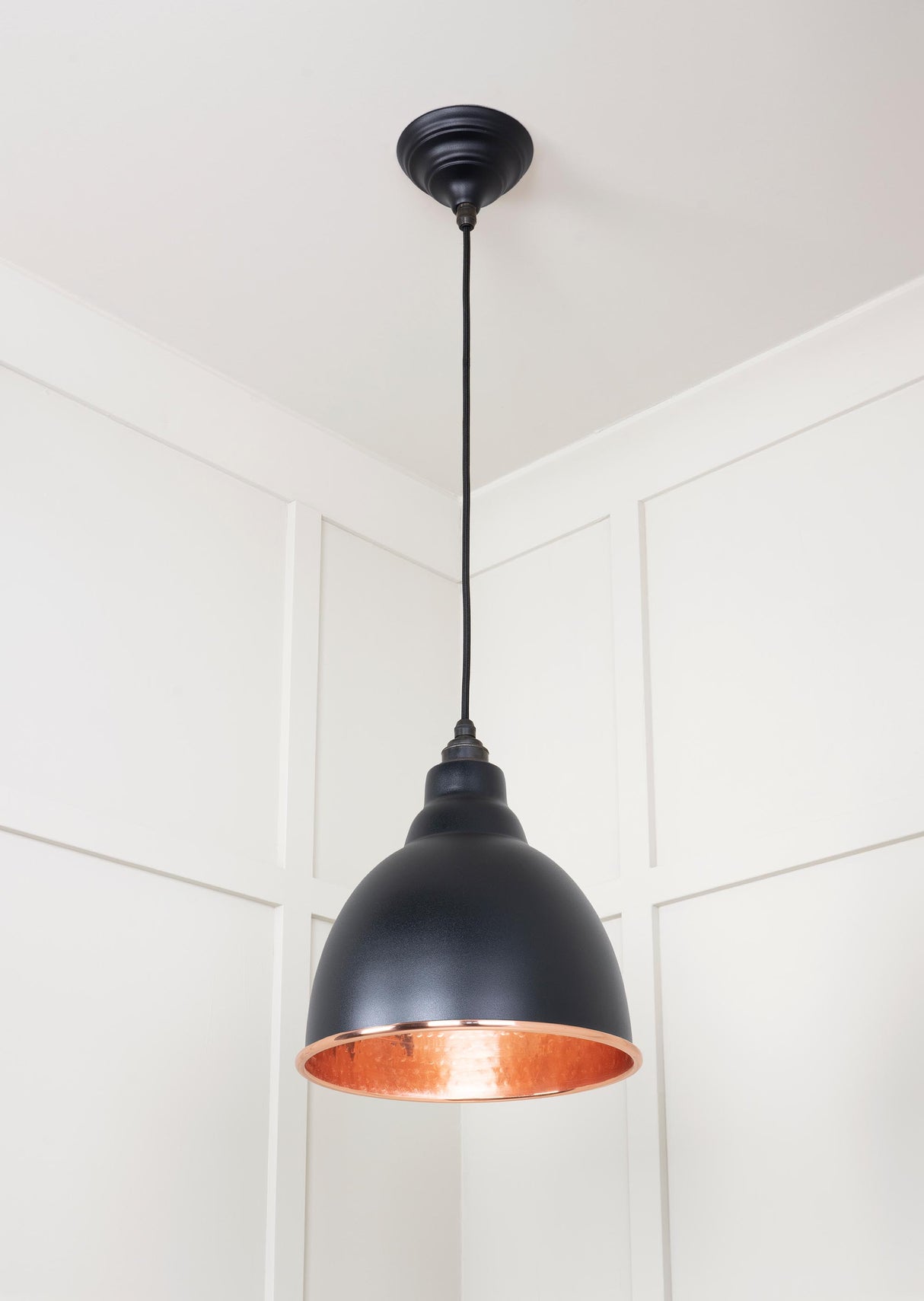 From The Anvil - Hammered Copper Brindley Pendant in Elan Black | Sku. 49500EB | Trade Door Handles.