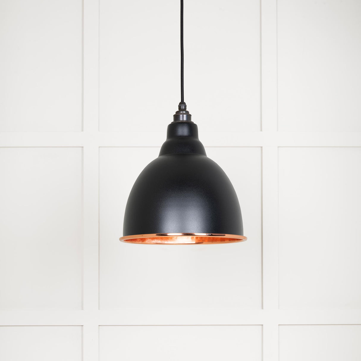 From The Anvil - Hammered Copper Brindley Pendant in Elan Black | Sku. 49500EB | Trade Door Handles.