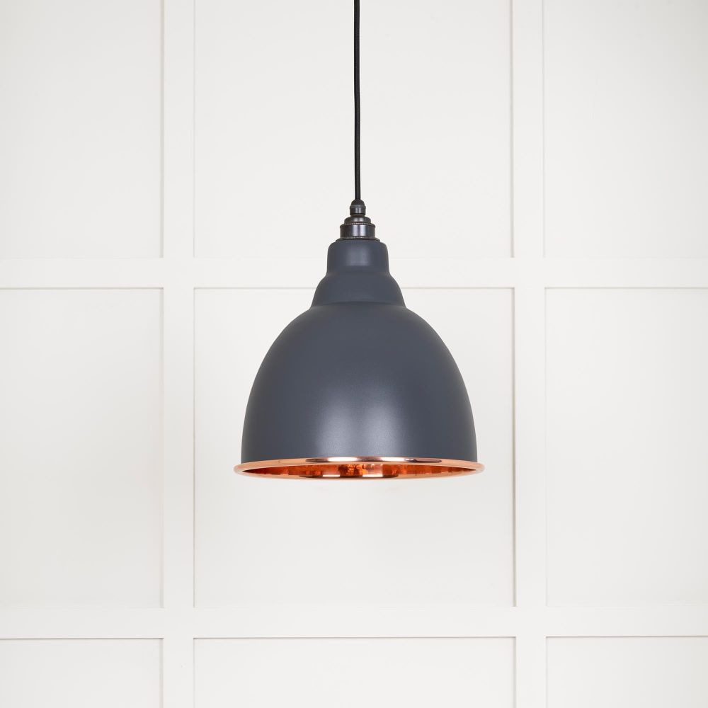 From The Anvil - Hammered Copper Brindley Pendant in Slate | Sku. 49500SL | Trade Door Handles.