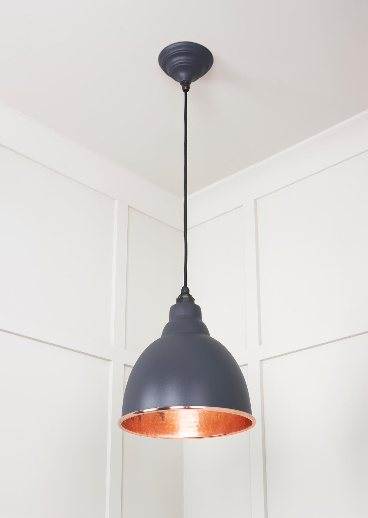 From The Anvil - Hammered Copper Brindley Pendant in Slate | Sku. 49500SL | Trade Door Handles.