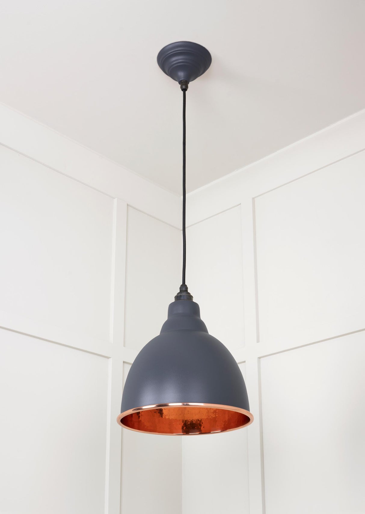 From The Anvil - Hammered Copper Brindley Pendant in Slate | Sku. 49500SL | Trade Door Handles.