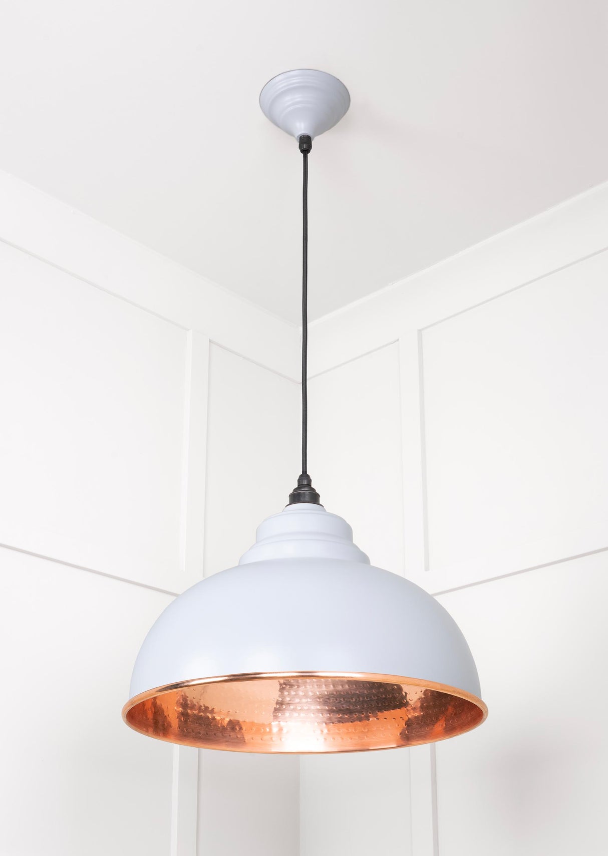 From The Anvil - Hammered Copper Harborne Pendant in Birch | Sku. 49501BI | Trade Door Handles.