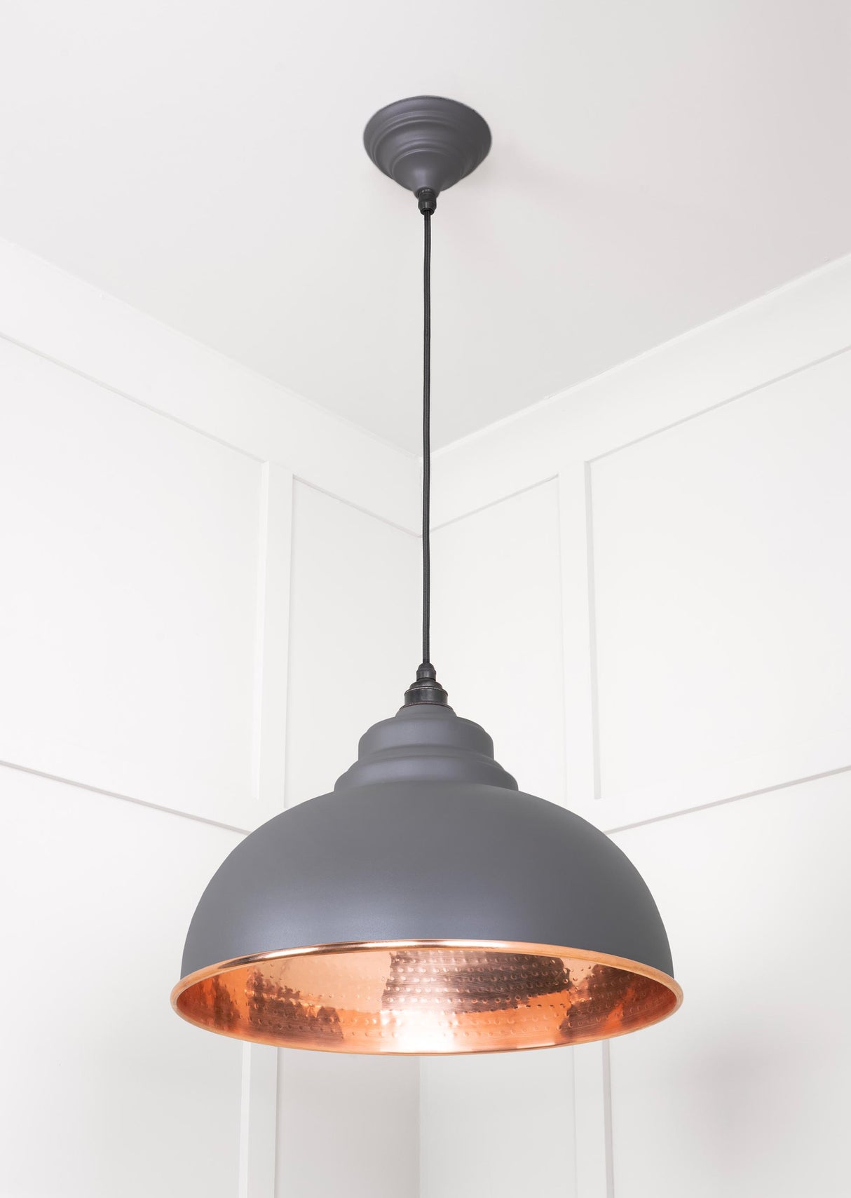From The Anvil - Hammered Copper Harborne Pendant in Bluff | Sku. 49501BL | Trade Door Handles.