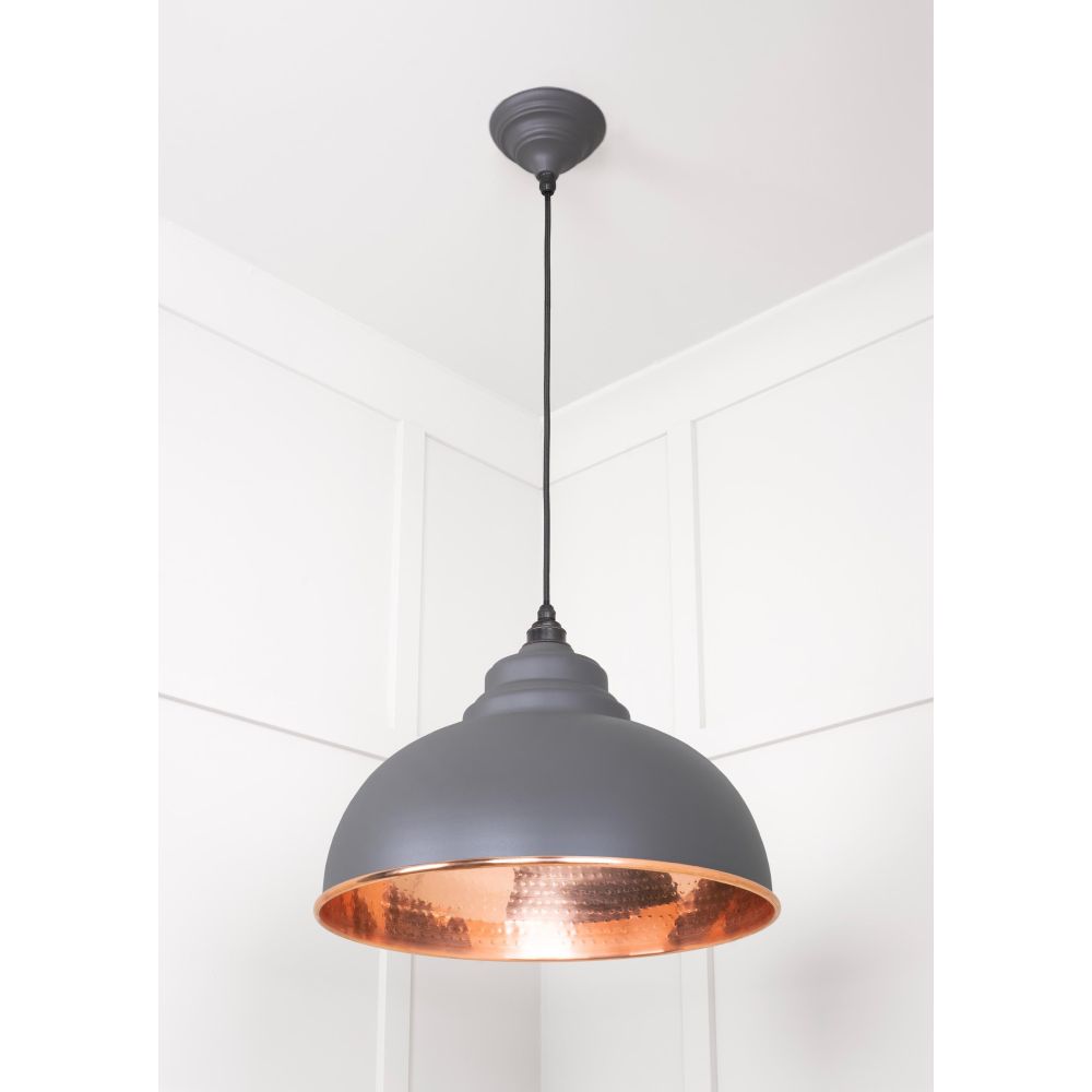 From The Anvil - Hammered Copper Harborne Pendant in Bluff | Sku. 49501BL | Trade Door Handles.