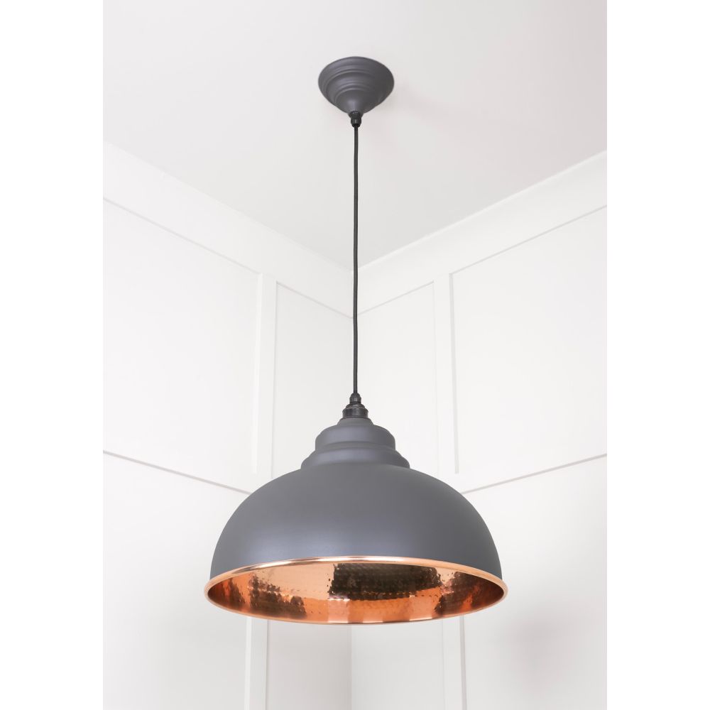 From The Anvil - Hammered Copper Harborne Pendant in Bluff | Sku. 49501BL | Trade Door Handles.