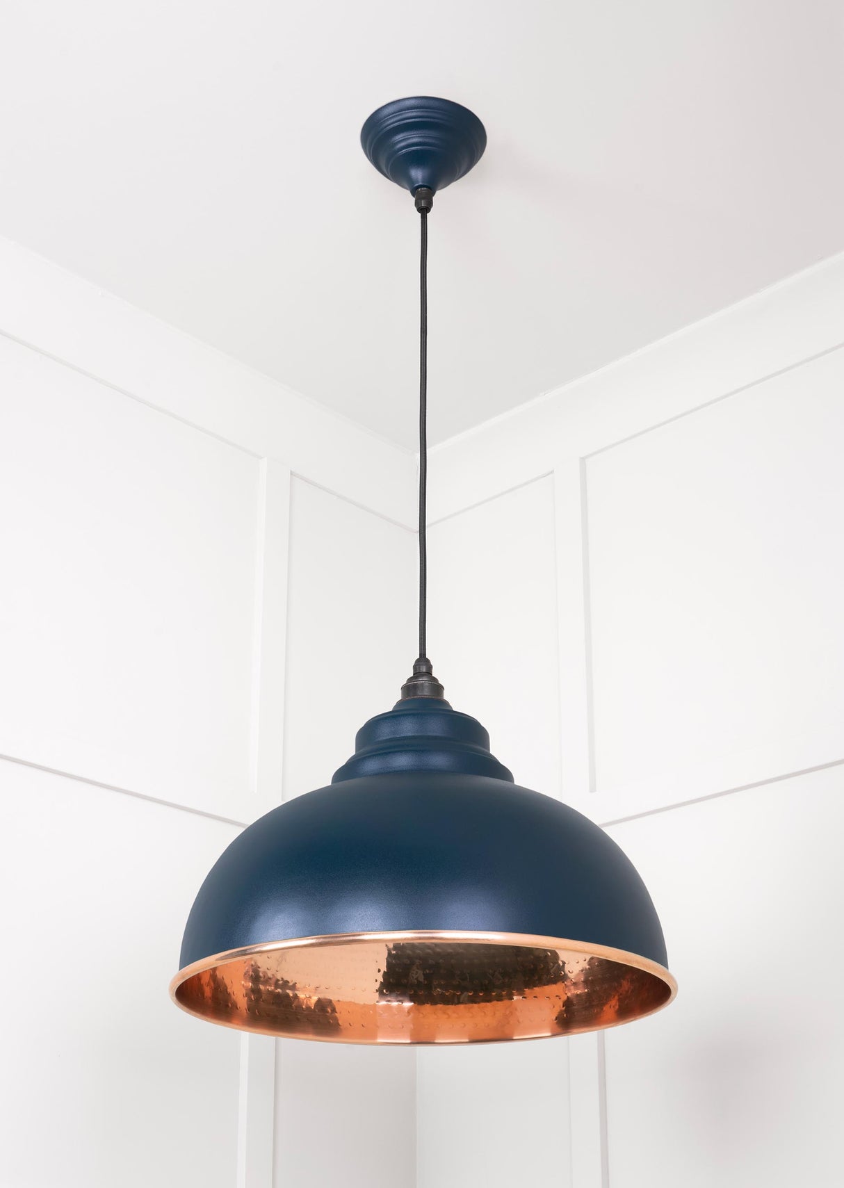 From The Anvil - Hammered Copper Harborne Pendant in Dusk | Sku. 49501DU | Trade Door Handles.