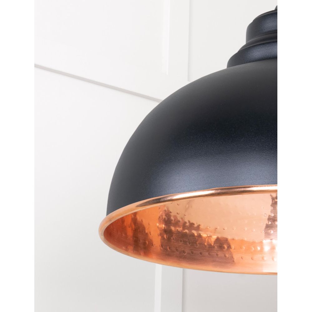 From The Anvil - Hammered Copper Harborne Pendant in Elan Black | Sku. 49501EB | Trade Door Handles.