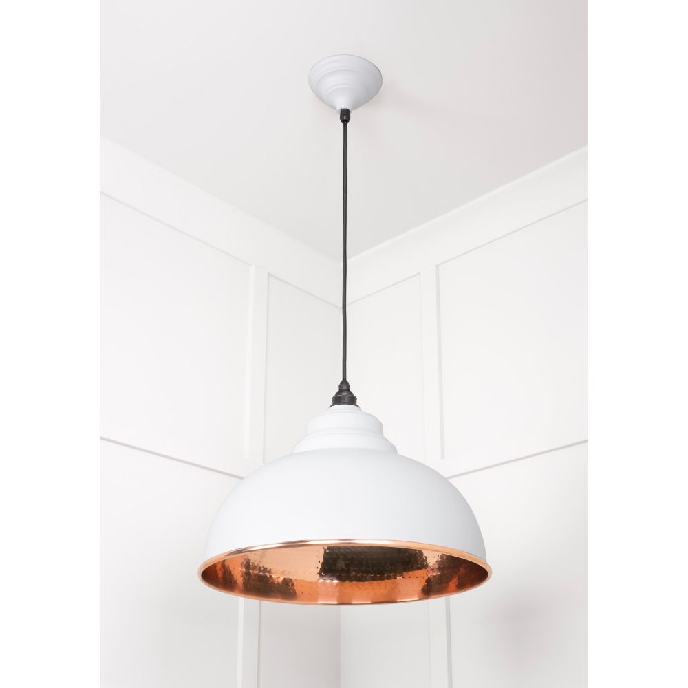From The Anvil - Hammered Copper Harborne Pendant in Flock | Sku. 49501F | Trade Door Handles.