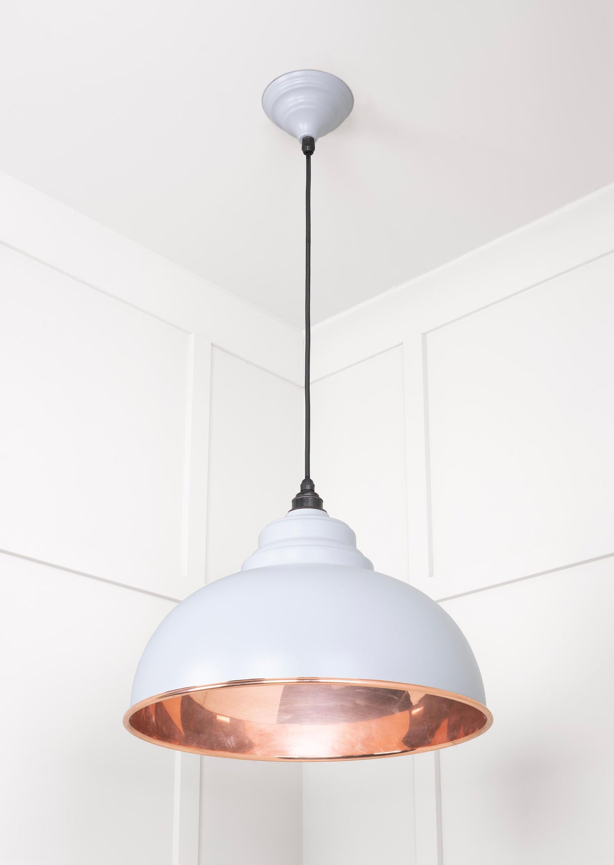From The Anvil - Smooth Copper Harborne Pendant in Birch | Sku. 49501SBI | Trade Door Handles.