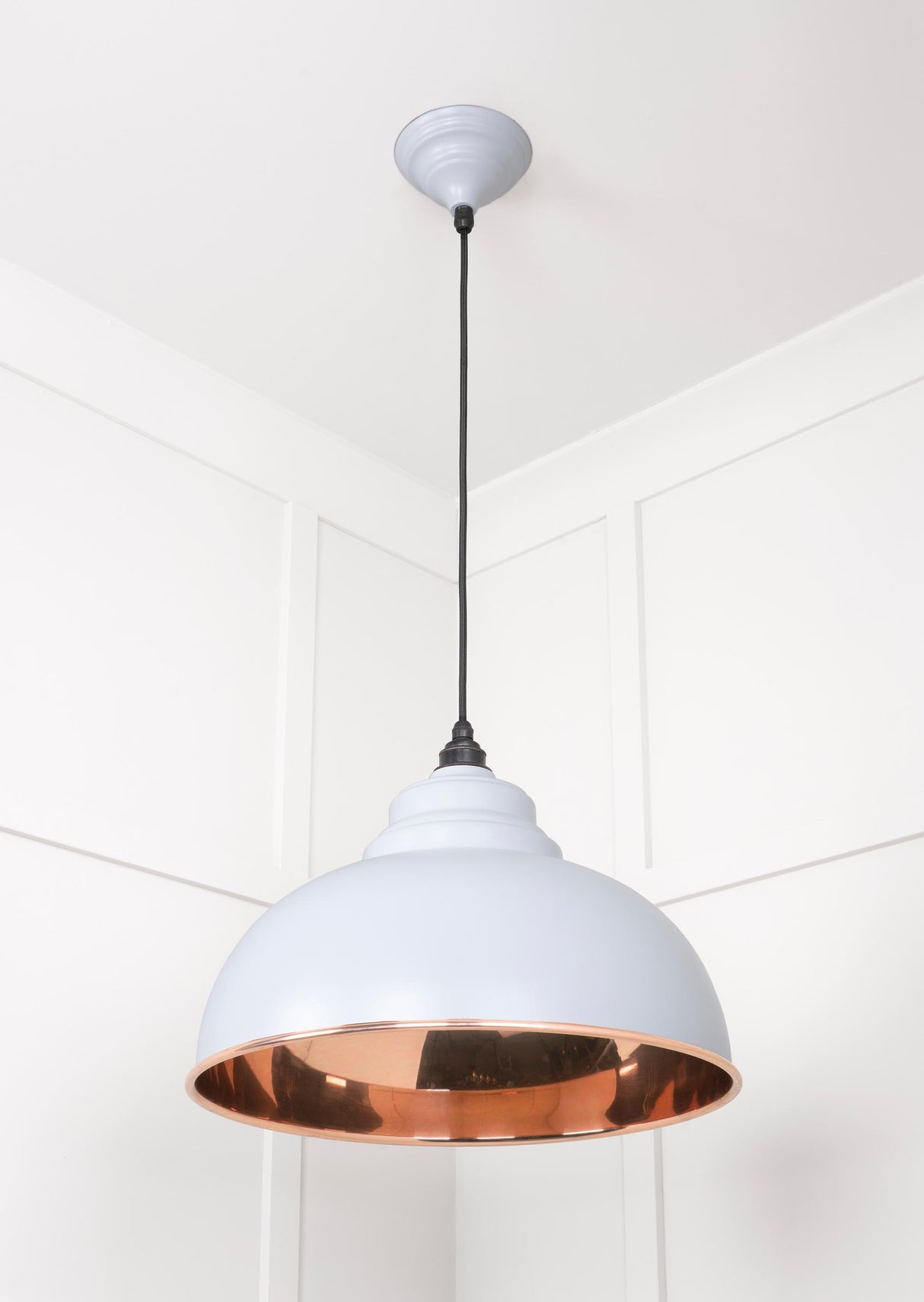 From The Anvil - Smooth Copper Harborne Pendant in Birch | Sku. 49501SBI | Trade Door Handles.