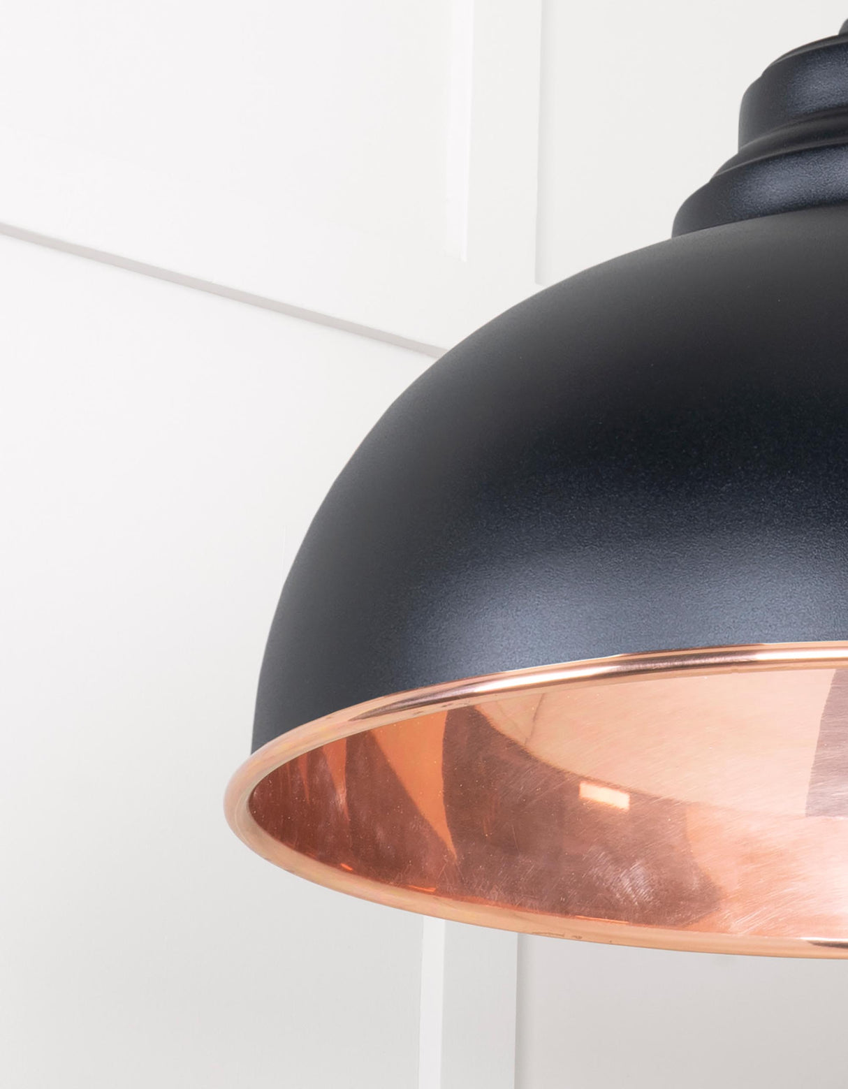 From The Anvil - Smooth Copper Harborne Pendant in Elan Black | Sku. 49501SEB | Trade Door Handles.