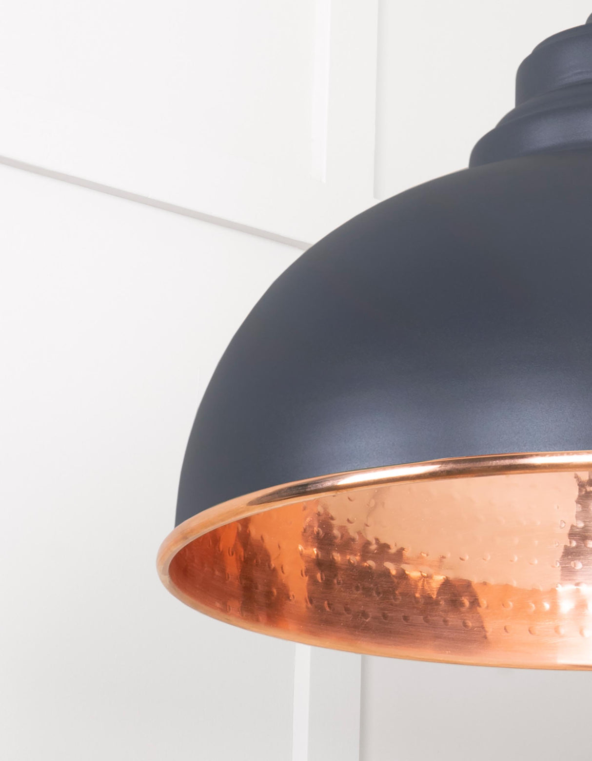 From The Anvil - Hammered Copper Harborne Pendant in Slate | Sku. 49501SL | Trade Door Handles.