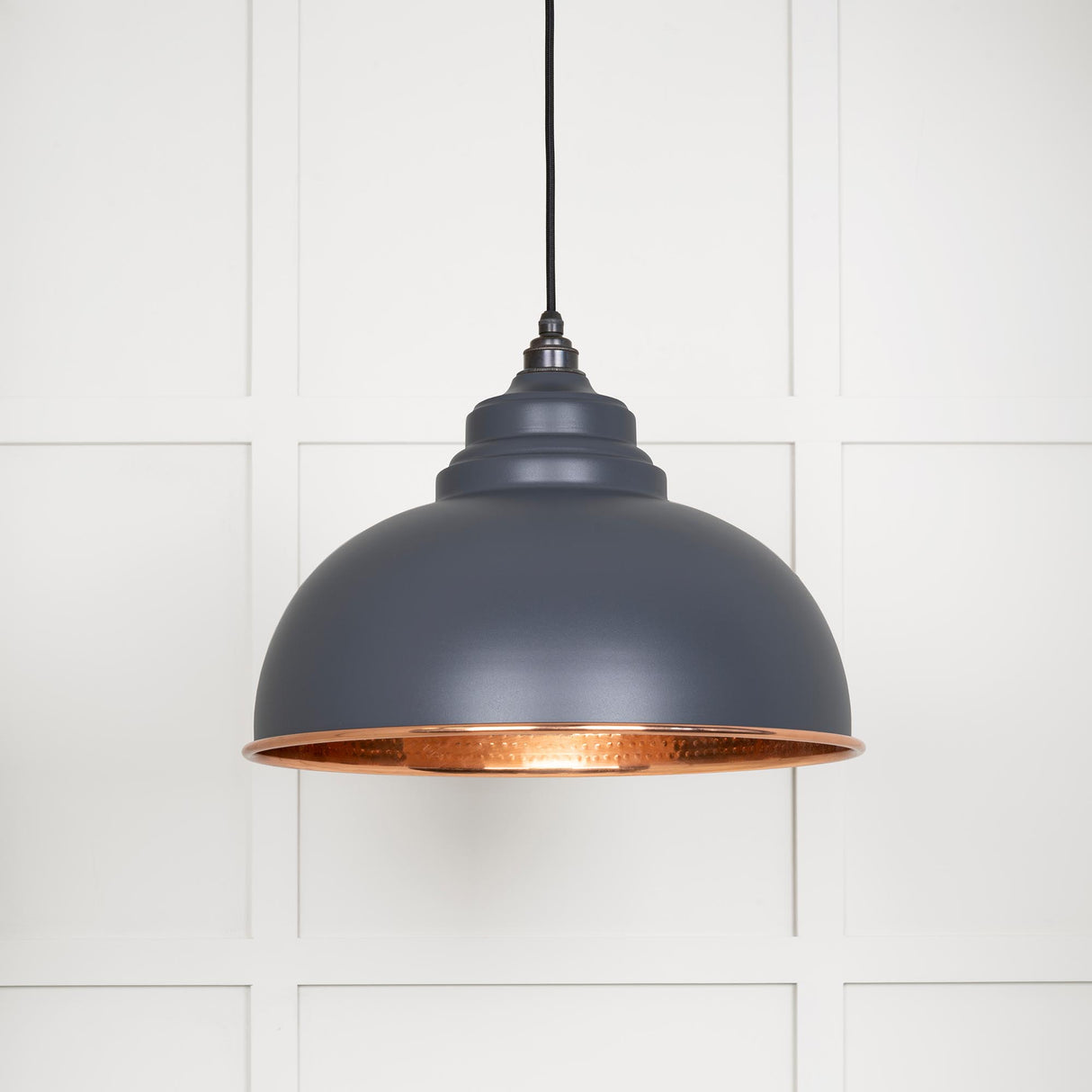 From The Anvil - Hammered Copper Harborne Pendant in Slate | Sku. 49501SL | Trade Door Handles.
