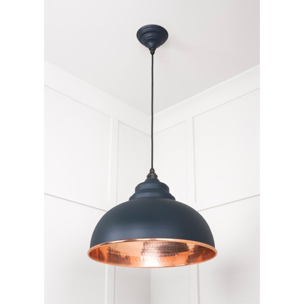 From The Anvil - Hammered Copper Harborne Pendant in Soot | Sku. 49501SO | Trade Door Handles.