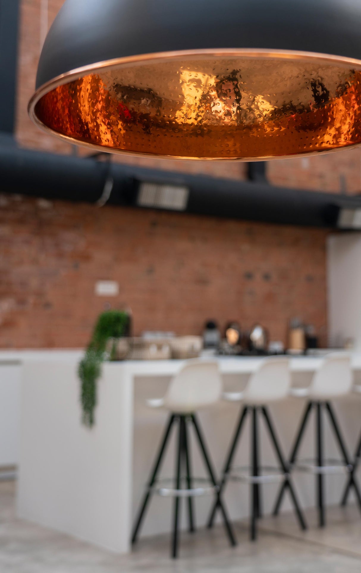 From The Anvil - Hammered Copper Harborne Pendant in Soot | Sku. 49501SO | Trade Door Handles.