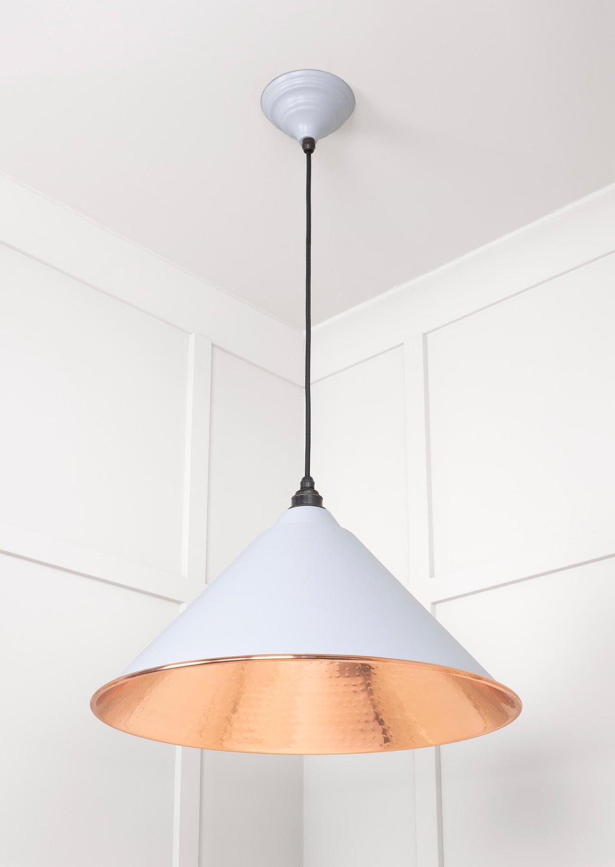 From The Anvil - Hammered Copper Hockley Pendant in Birch | Sku. 49503BI | Trade Door Handles.