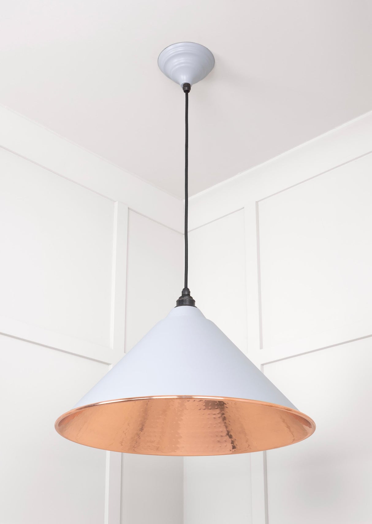 From The Anvil - Hammered Copper Hockley Pendant in Birch | Sku. 49503BI | Trade Door Handles.
