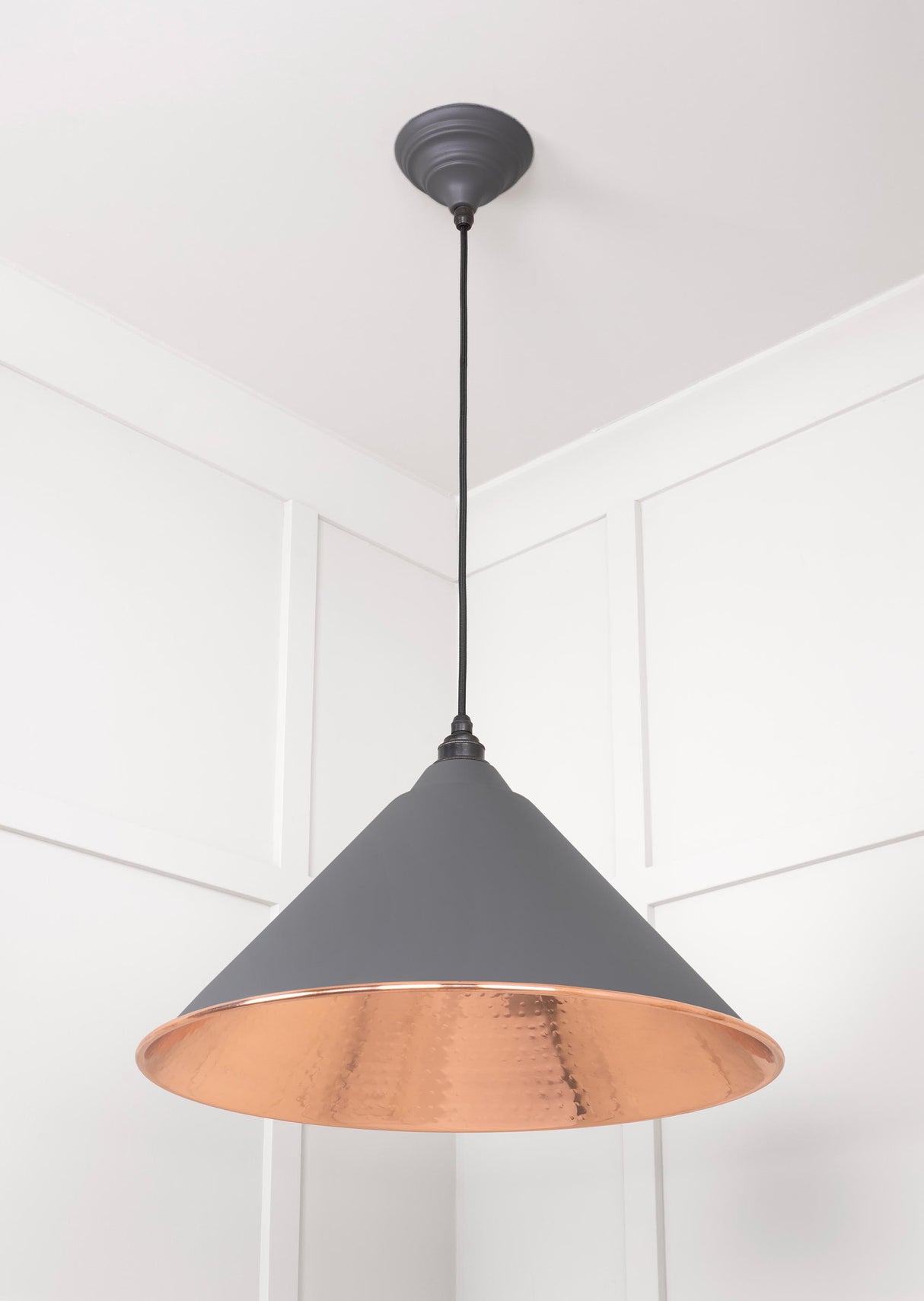 From The Anvil - Hammered Copper Hockley Pendant in Bluff | Sku. 49503BL | Trade Door Handles.