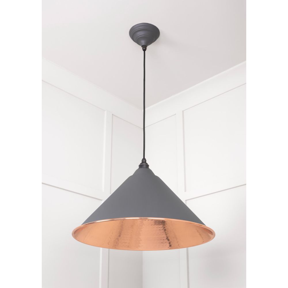 From The Anvil - Hammered Copper Hockley Pendant in Bluff | Sku. 49503BL | Trade Door Handles.