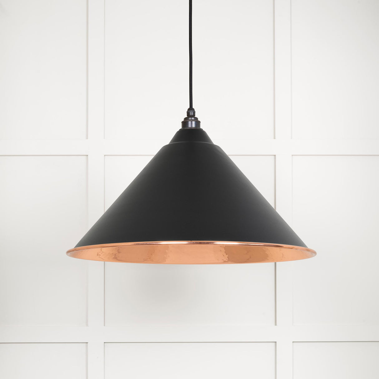 From The Anvil - Hammered Copper Hockley Pendant in Elan Black | Sku. 49503EB | Trade Door Handles.