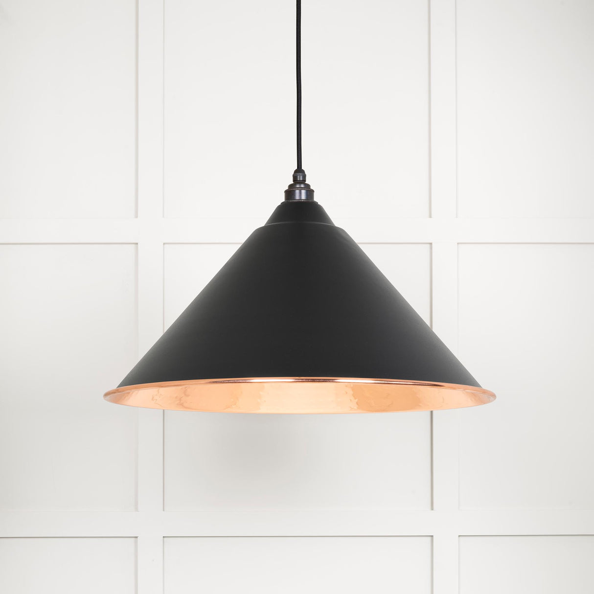 From The Anvil - Hammered Copper Hockley Pendant in Elan Black | Sku. 49503EB | Trade Door Handles.