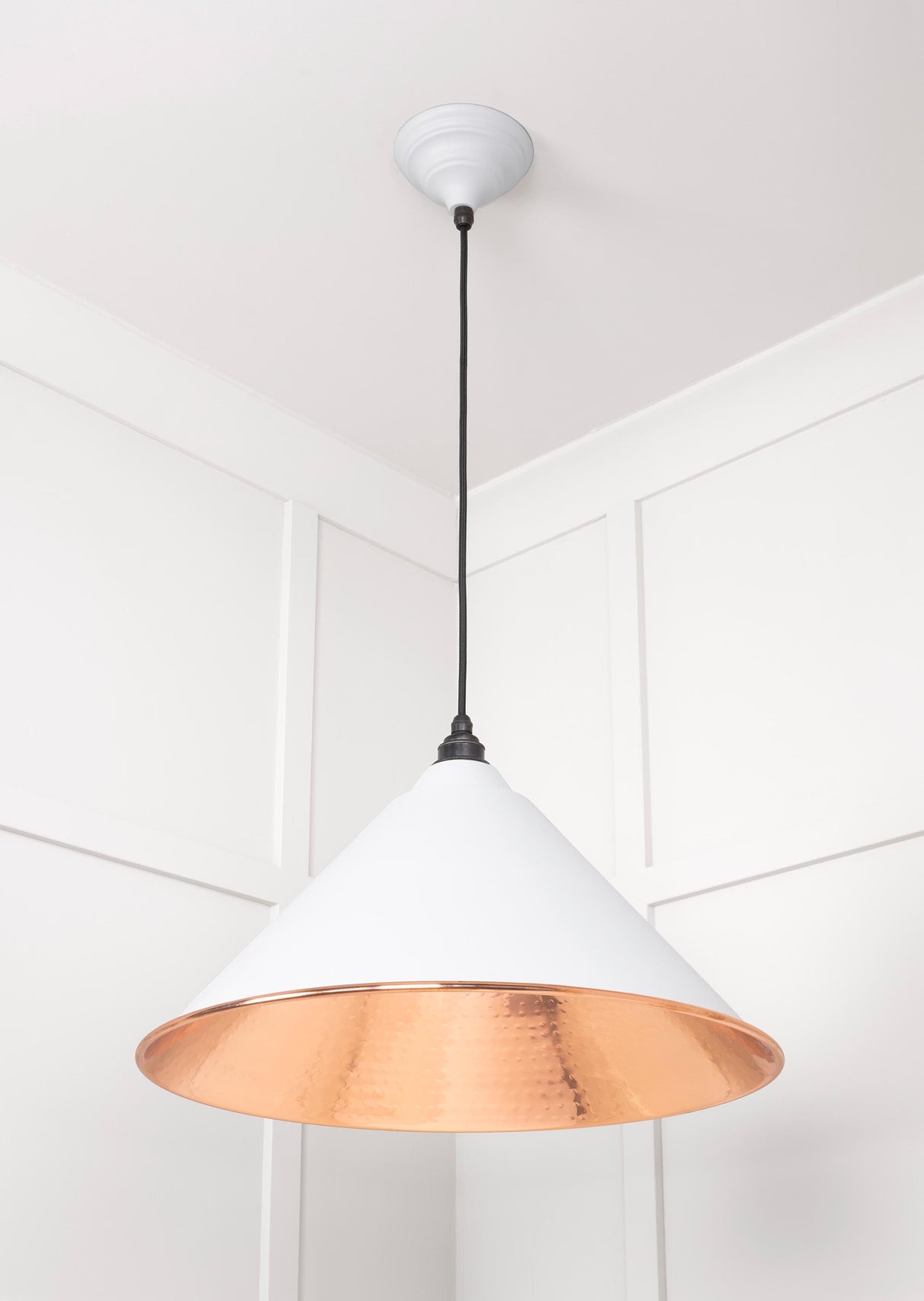 From The Anvil - Hammered Copper Hockley Pendant in Flock | Sku. 49503F | Trade Door Handles.