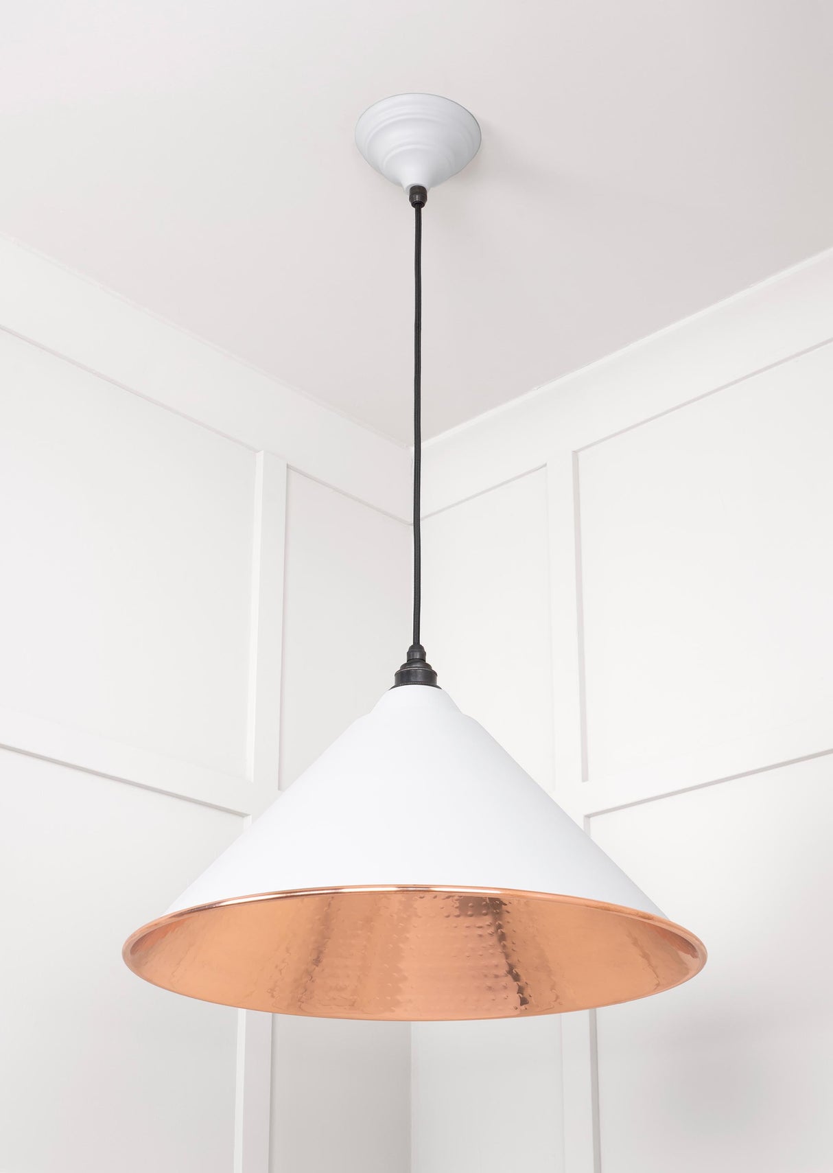 From The Anvil - Hammered Copper Hockley Pendant in Flock | Sku. 49503F | Trade Door Handles.