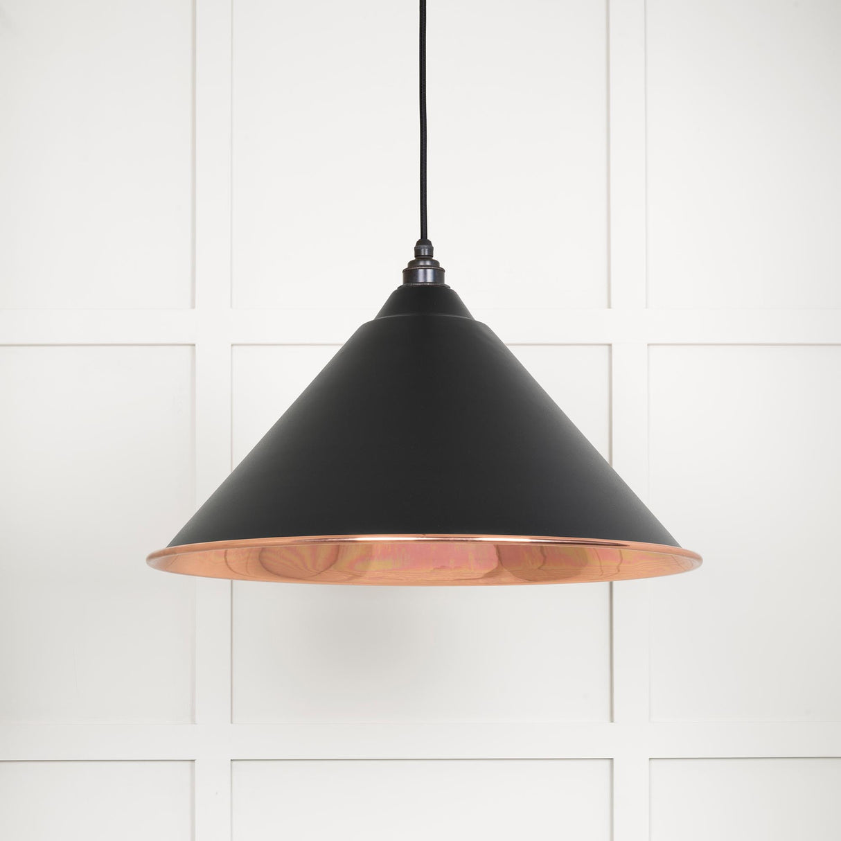 From The Anvil - Smooth Copper Hockley Pendant in Elan Black | Sku. 49503SEB | Trade Door Handles.
