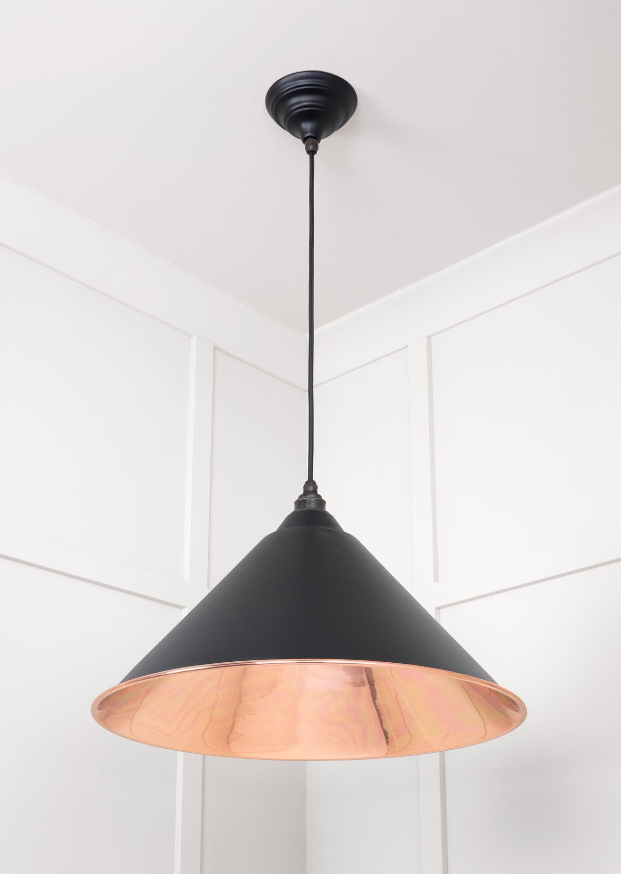 From The Anvil - Smooth Copper Hockley Pendant in Elan Black | Sku. 49503SEB | Trade Door Handles.