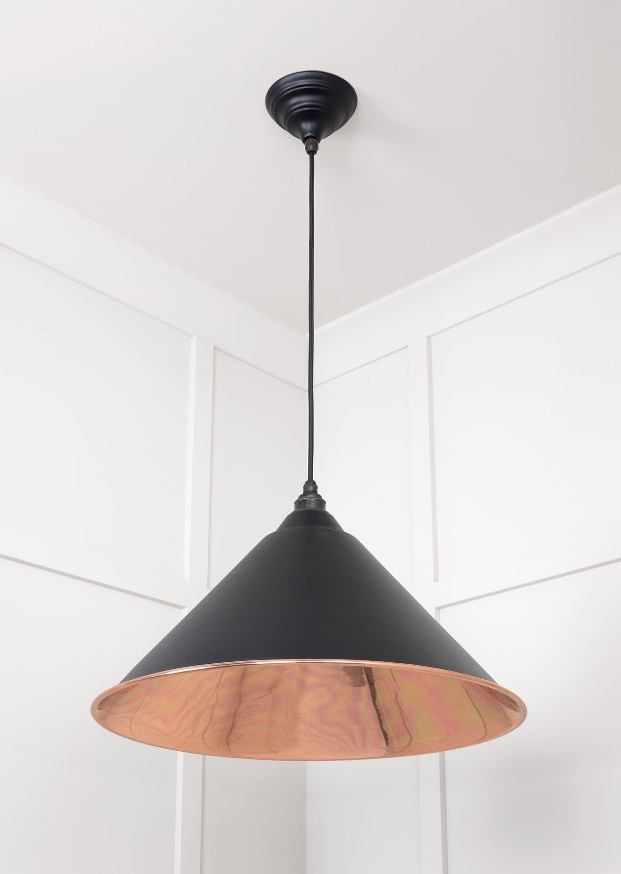 From The Anvil - Smooth Copper Hockley Pendant in Elan Black | Sku. 49503SEB | Trade Door Handles.
