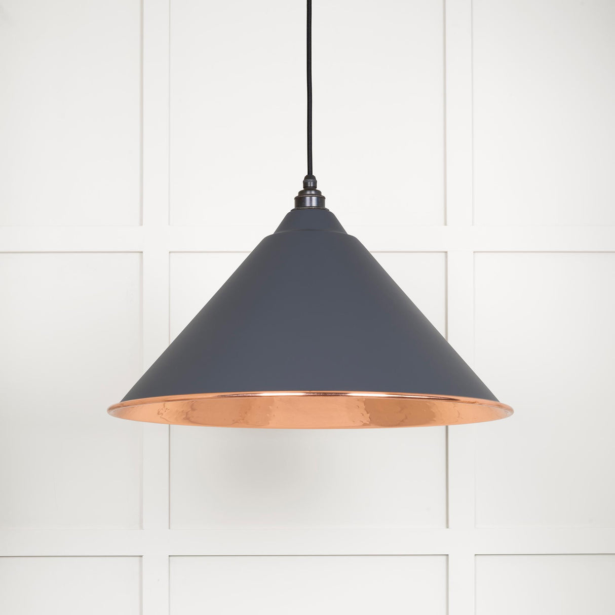 From The Anvil - Hammered Copper Hockley Pendant in Slate | Sku. 49503SL | Trade Door Handles.