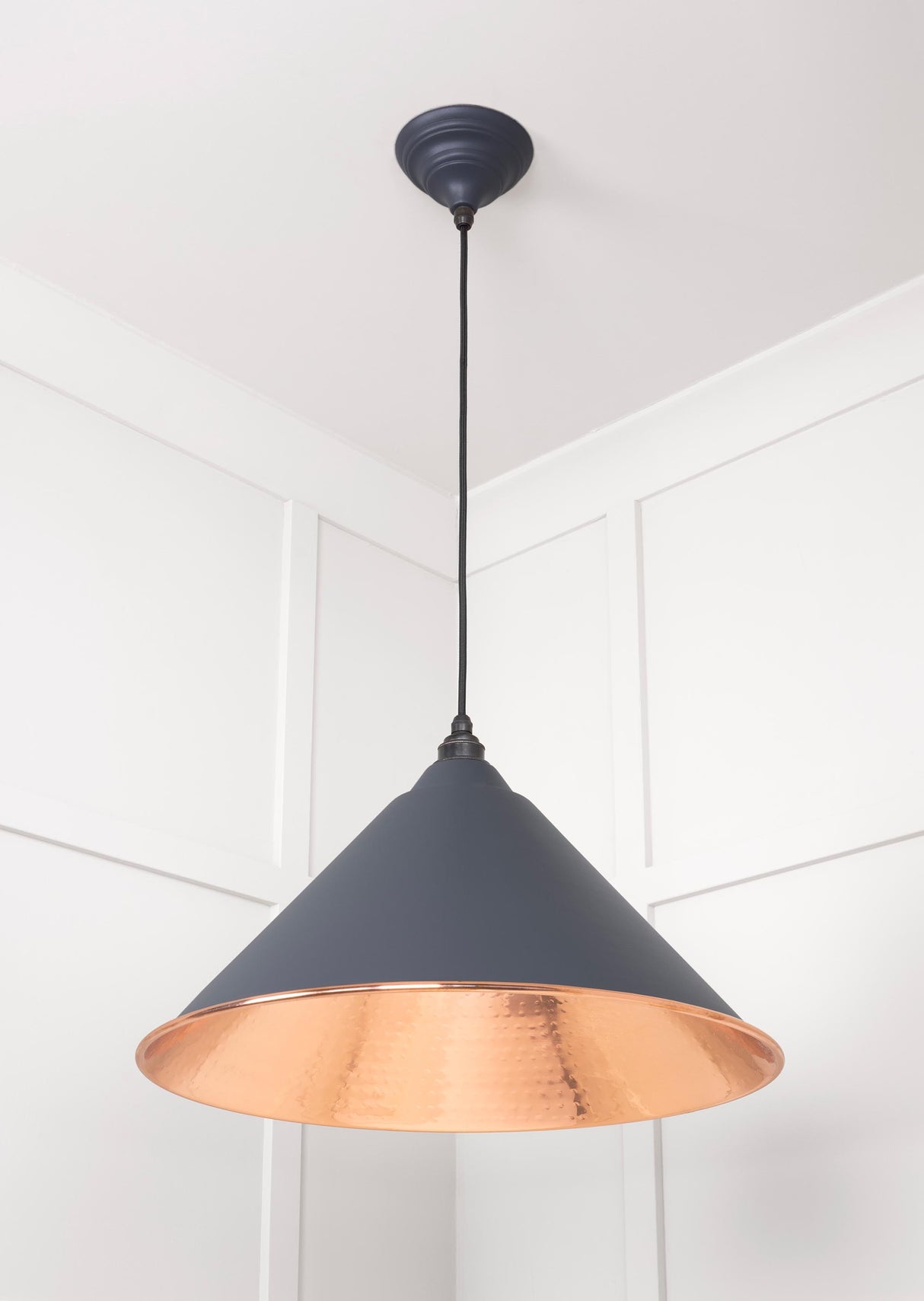 From The Anvil - Hammered Copper Hockley Pendant in Slate | Sku. 49503SL | Trade Door Handles.