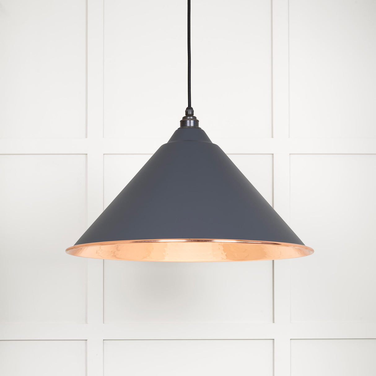 From The Anvil - Hammered Copper Hockley Pendant in Slate | Sku. 49503SL | Trade Door Handles.