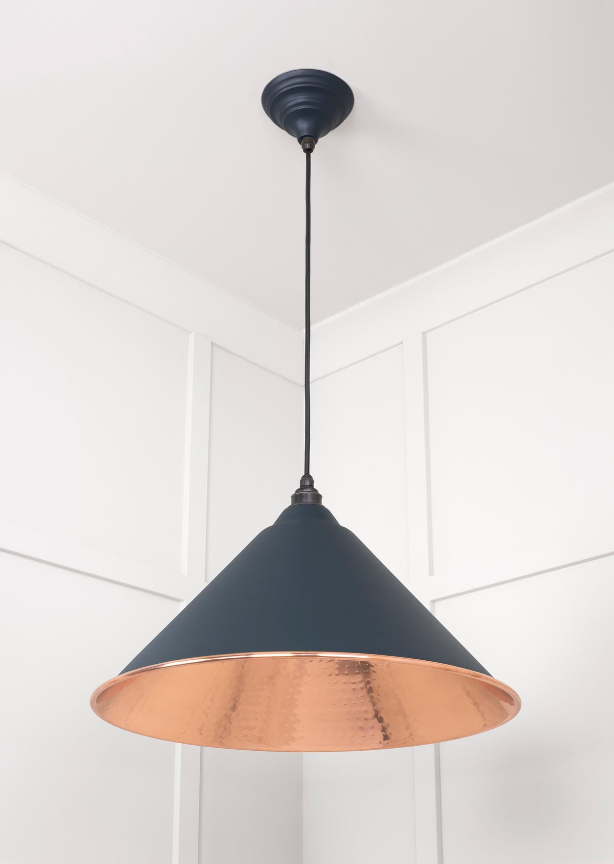 From The Anvil - Hammered Copper Hockley Pendant in Soot | Sku. 49503SO | Trade Door Handles.
