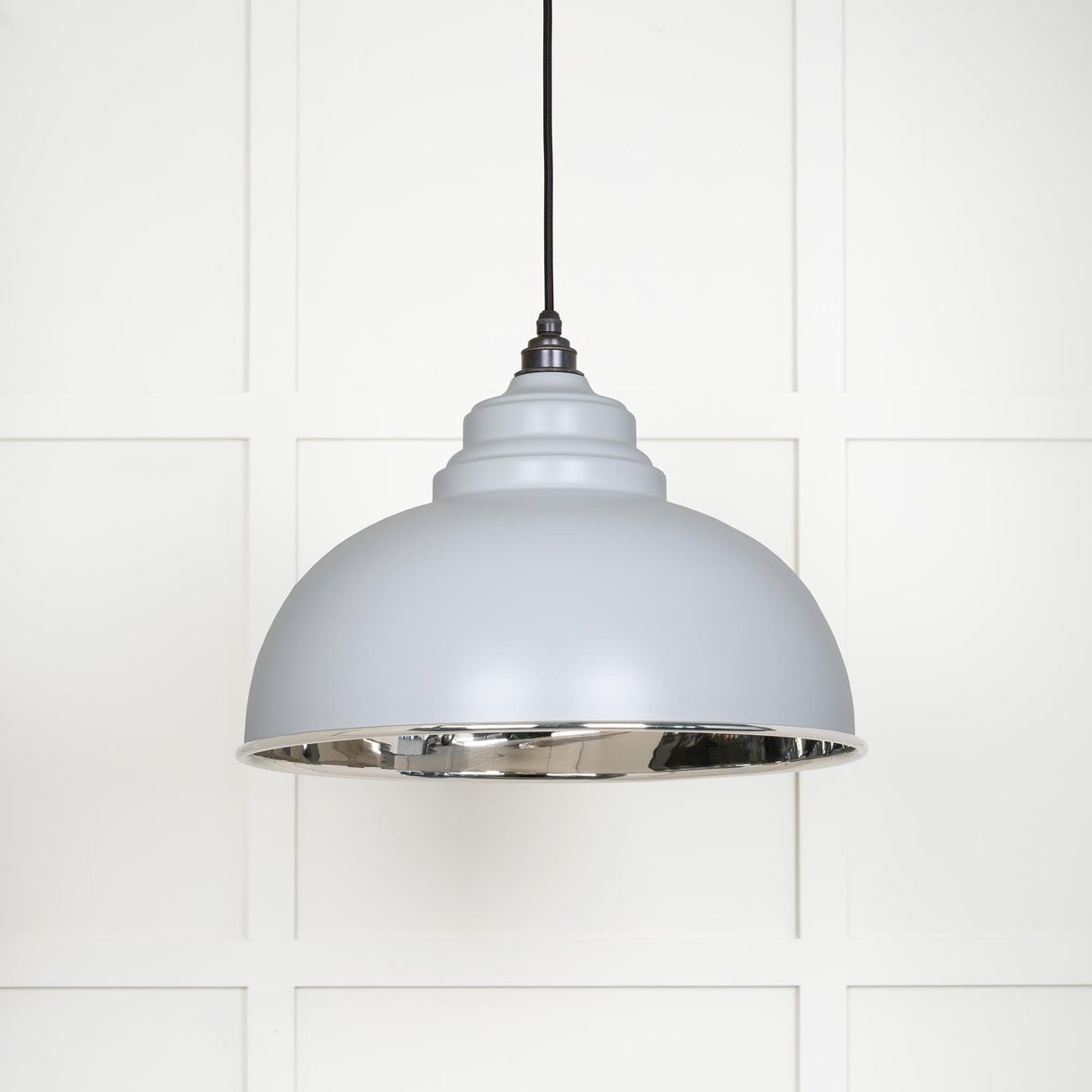 From The Anvil - Smooth Nickel Harborne Pendant in Birch | Sku. 49505BI | Trade Door Handles.