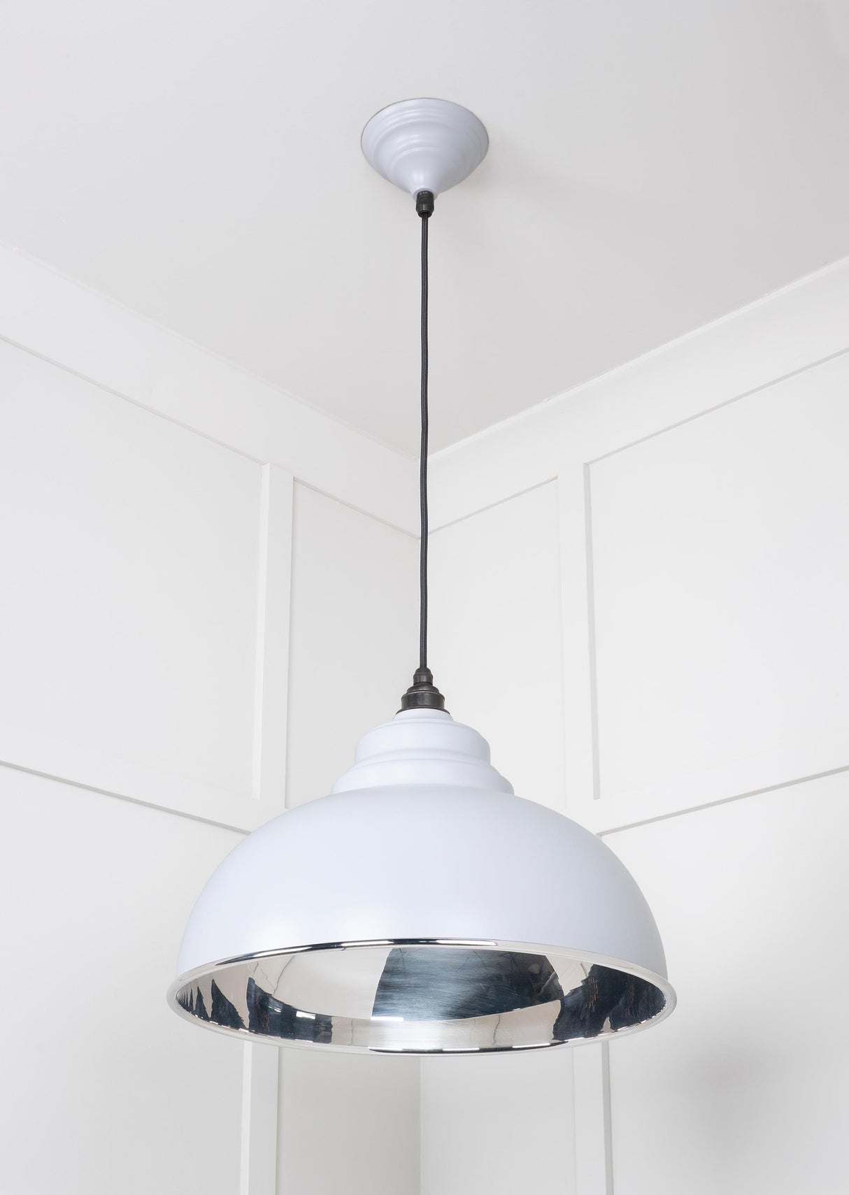 From The Anvil - Smooth Nickel Harborne Pendant in Birch | Sku. 49505BI | Trade Door Handles.