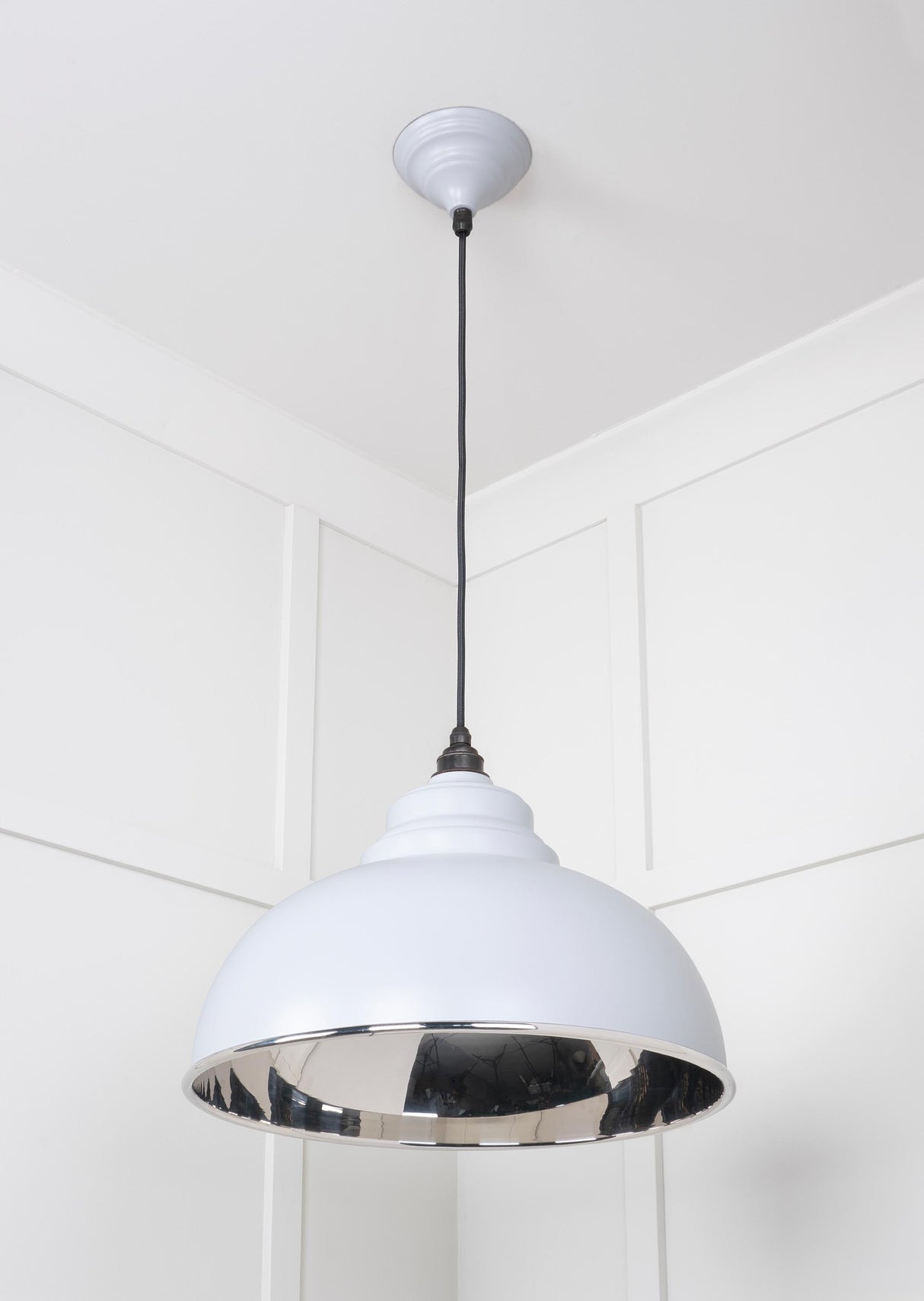 From The Anvil - Smooth Nickel Harborne Pendant in Birch | Sku. 49505BI | Trade Door Handles.