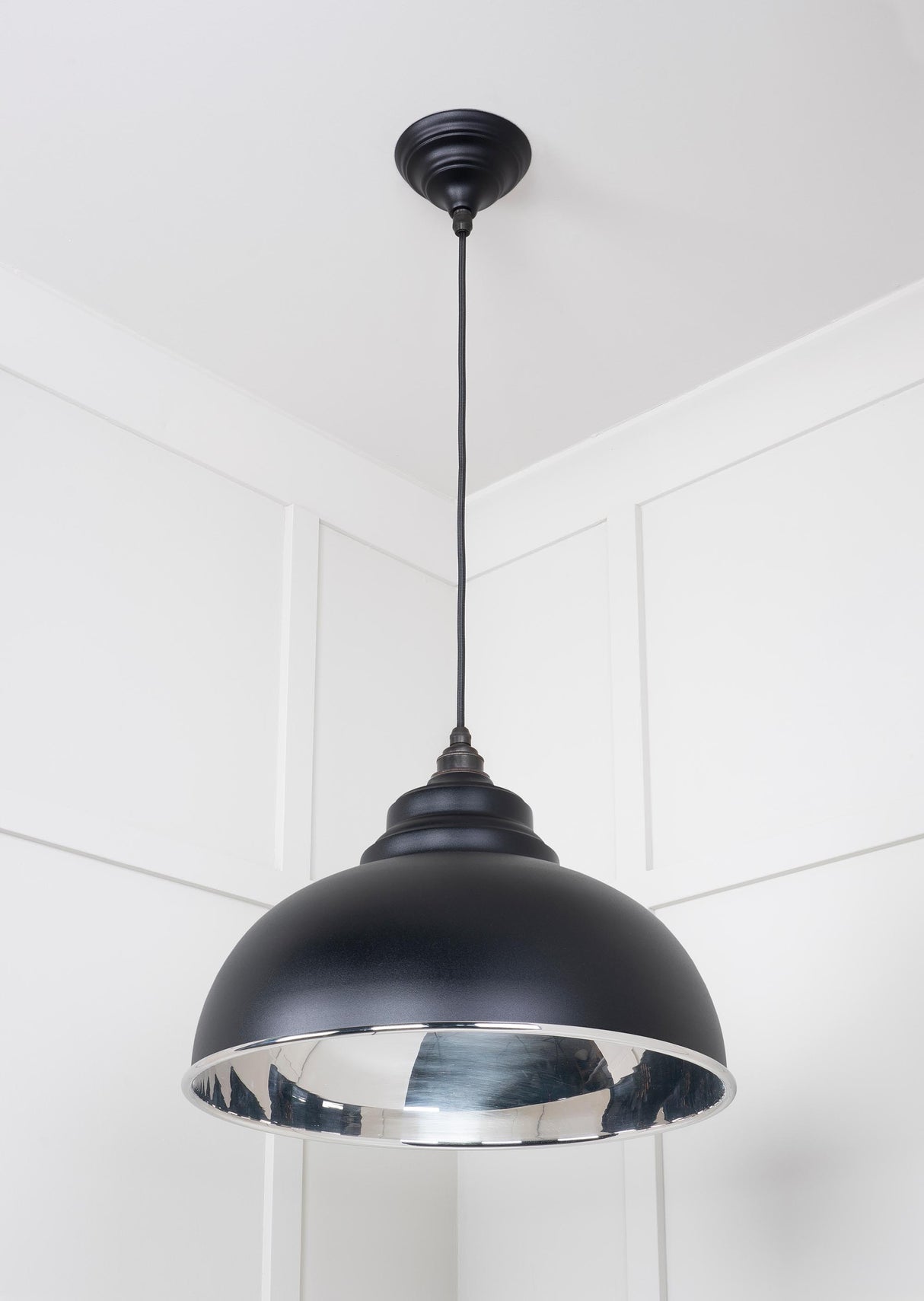 From The Anvil - Smooth Nickel Harborne Pendant in Elan Black | Sku. 49505EB | Trade Door Handles.